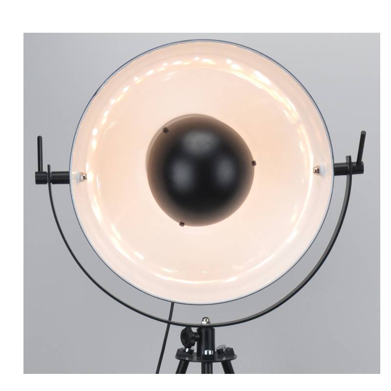 Подова LED лампа със статив с функция за настройка нагоре и надолу, матов черен нюанс вътре в бяло