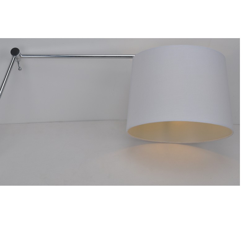 Стенна лампа с тъкан нюанс, дълга ръка с регулируема функция